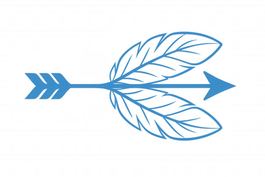 Verdant blue arrow pointing forward, leafy elements intertwining, representing environmental progress on clean backdrop