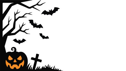 Spooky halloween night scene with haunted elements