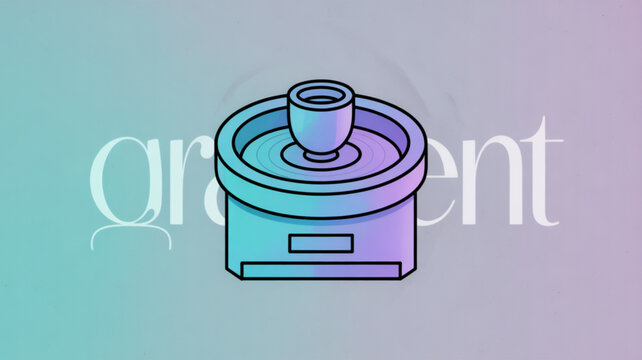 Isometric gradient pottery wheel illustration for ceramic art studio and pottery making classes design element