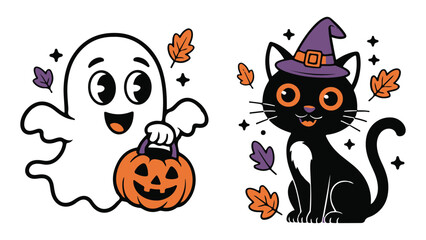 Spooky halloween night scene with haunted elements