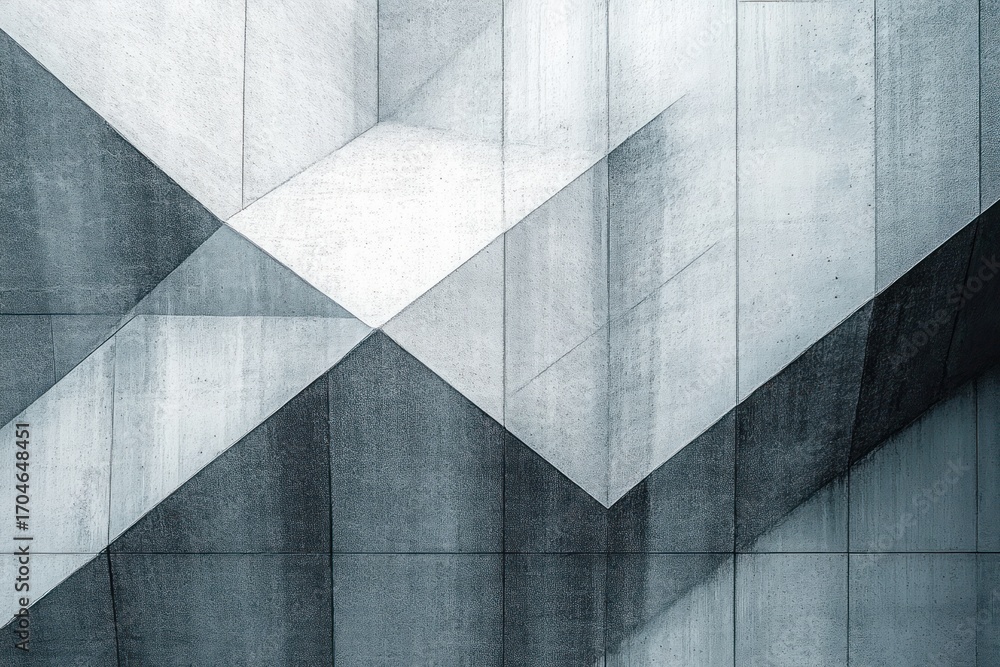 Poster abstract geometric pattern formed by intersecting rectangular and triangular concrete panels in vary