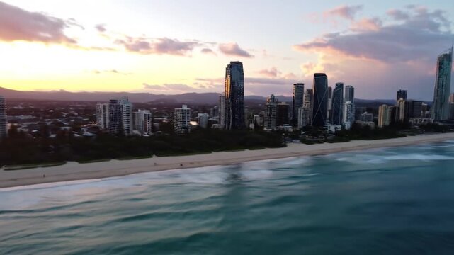 Coastal skyline at dusk