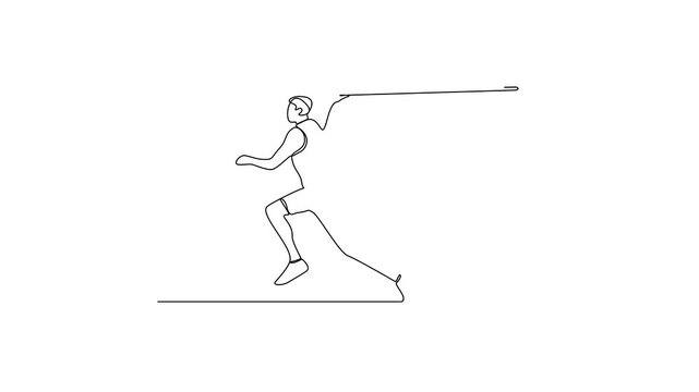 Animated self drawing of Athletics sports video design illustration. Javelin themes design in simple linear continuous style video concept. Great design for sports campaign and business purpose.