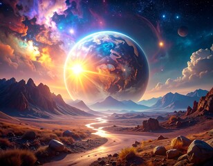 Cosmic desert landscape