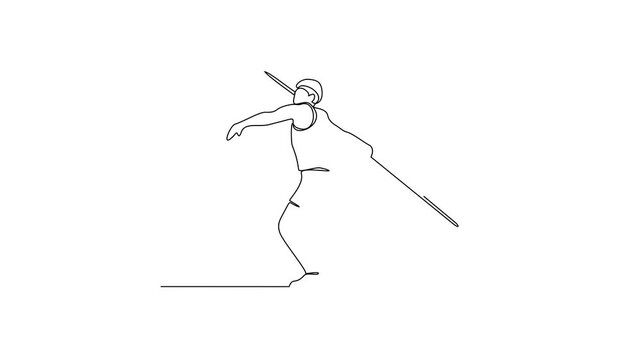 Animated self drawing of Athletics sports video design illustration. Javelin themes design in simple linear continuous style video concept. Great design for sports campaign and business purpose.