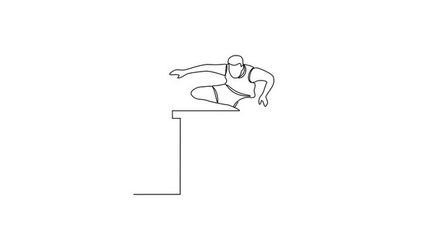Animated self drawing of Athletics sports video design illustration. Hurdles themes design in simple linear continuous style video concept. Great design for sports campaign and business purpose.