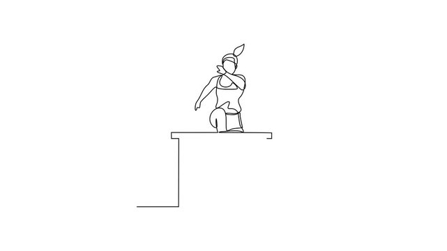 Animated self drawing of Athletics sports video design illustration. Hurdles themes design in simple linear continuous style video concept. Great design for sports campaign and business purpose.