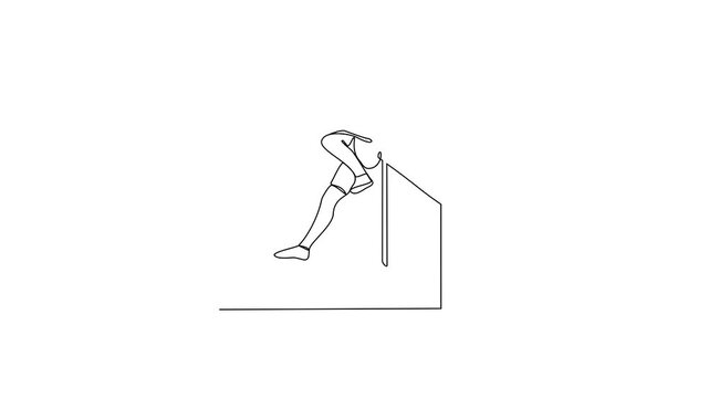 Animated self drawing of Athletics sports video design illustration. Hurdles themes design in simple linear continuous style video concept. Great design for sports campaign and business purpose.