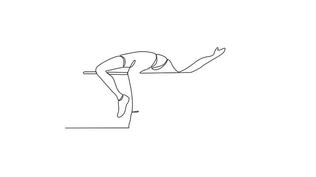 Animated self drawing of Athletics sports video design illustration. High Jump themes design in simple linear continuous style video concept. Great design for sports campaign and business purpose.
