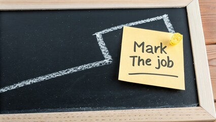 Sticky Note with Mark the Job Message on Chalkboard Surface