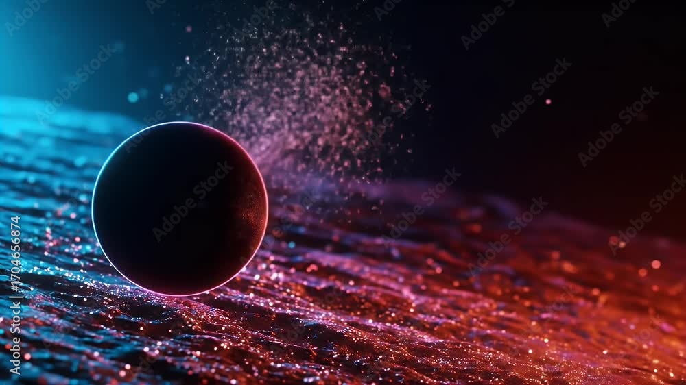 Poster abstract background circle particle wave red blue glow motion