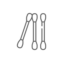 Cotton buds, hygiene icon. Simple outline style. Swab, pattern, flower, texture, health, medical, beauty concept. Thin line symbol. Isolated design editable stroke.