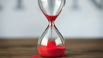 A cracked hourglass with red sand, symbolizing urgent health warnings in midlife.