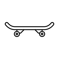 Skateboard icon. Simple outline style. Skate, board, wheel, skater, youth, street, city sport, fun, urban, transportation, recreation concept. Thin line symbol. Isolated design.