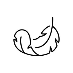 Feather icon. Simple outline style. Light, weight, smooth, pillow, bird, quill, fluff, falling, lightweight concept. Thin line symbol. Isolated design.