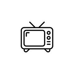 Old TV icon. Simple outline style. Television, channel, broadcast, news, media, watch, vintage, antenna, retro, screen, analog, technology concept. Thin line symbol. Isolated design.