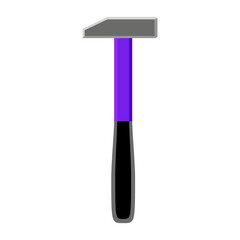 Illustration of a hammer with a purple handle and a black grip against a white background