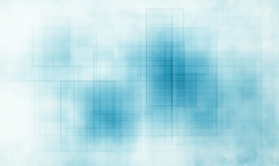 Abstract blue blueprint design with grid lines and blurred blue shapes on a light background conveying a technical and futuristic mood