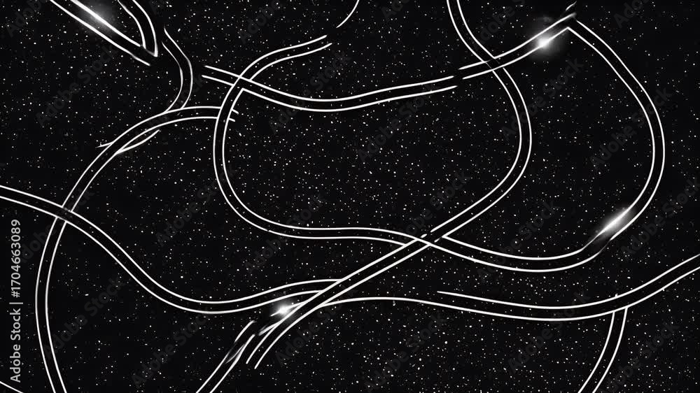 Poster abstract background white curved lines twisting over dark starfield