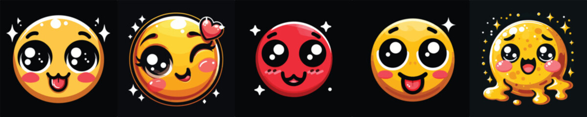 Vector one image of cute emoticon