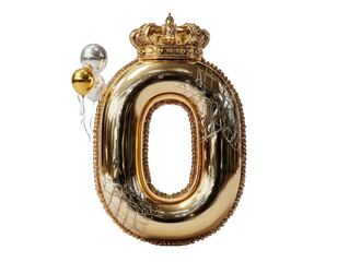 Golden zero, crowned, embellished