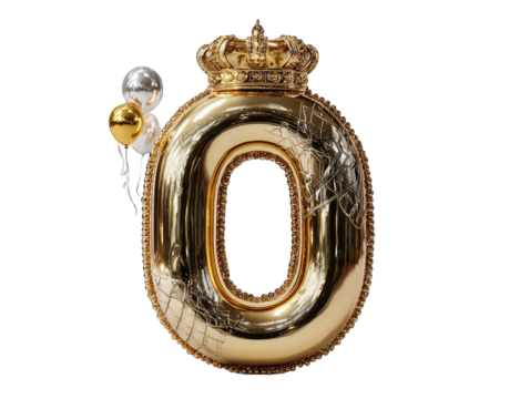 Golden zero, crowned, embellished