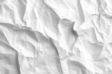 Fototapeta premium Close-up of a crumpled white paper with multiple folds and shadows creating a textured surface