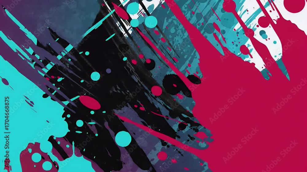 Poster abstract splashy colors with brush strokes animated background