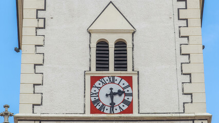 Clock on tower of St. Mark Church at St. Mark Square timelapse. Zagreb, Croatia