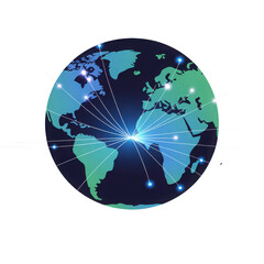 Global Network Connection Earth Globe with Interconnected Lines Representing Worldwide Communication