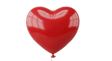 Radiant red heart shaped balloon capturing light reflecting romantic ambiance symbolizing love and affection transparent background