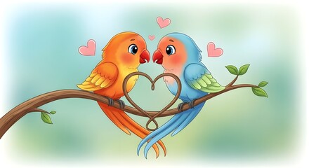 love birds on tree branch