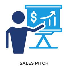 Sales Pitch Icon in Solid Glyph Blue Style