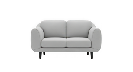 Stylish modern light gray two-seater sofa with plush upholstery and sleek legs ideal for contemporary living spaces transparent background