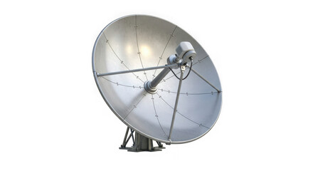 Large satellite dish antenna focusing signal communication technology broadcast receiving transmission data transfer global network transparent background