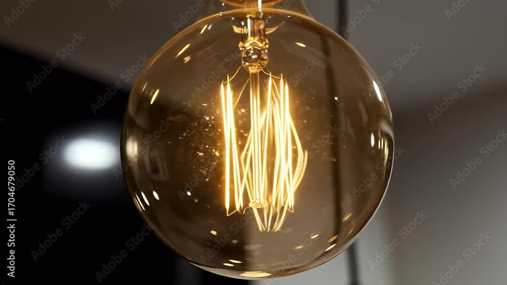 Poster detailed close up view of a lightbulb illuminating warmly with black background