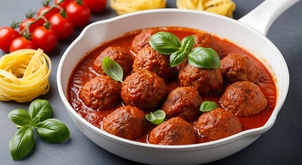 Delicious Italian Meatballs in Tomato Sauce.