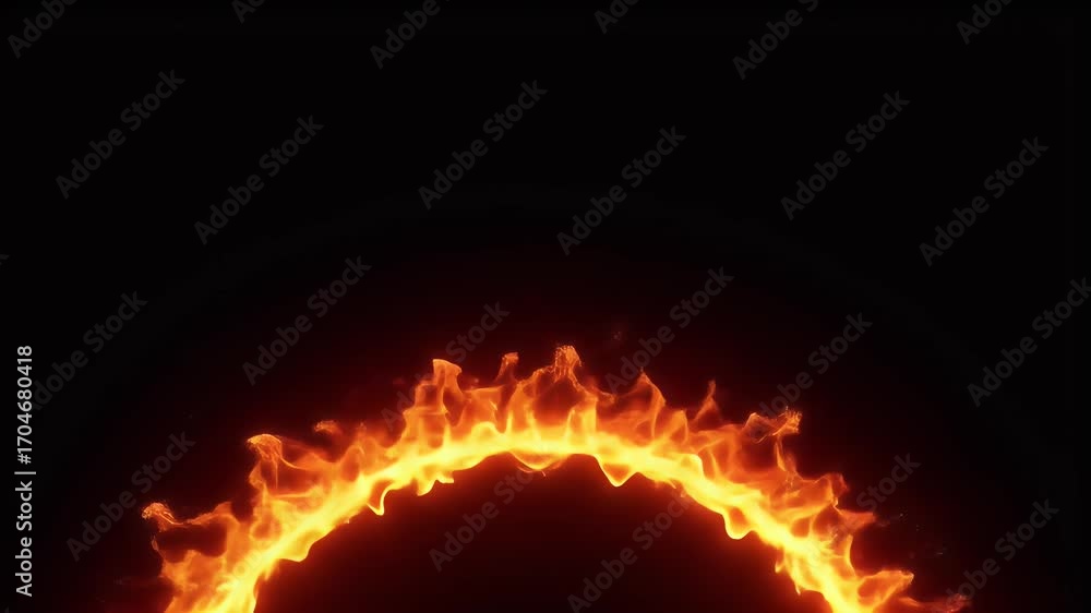 Poster dynamic abstract fire circle animation on black background