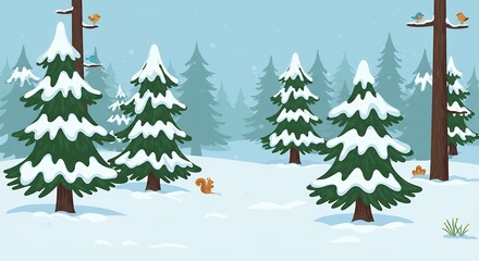 Snowy forest winter scene