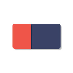 Flat design of a red and blue eraser with isolated on a clean white background.