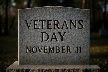 Engraved Stone Monument Veterans Day November 11th