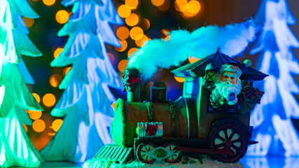 Festive decorations on the New Year Christmas tree. Christmas background. The concept of...