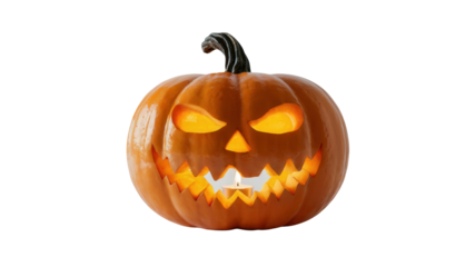 Spooky carved pumpkin glows with eerie candlelight, perfect for festive Halloween decorations and seasonal celebrations creating a hauntingly magical atmosphere.