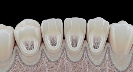 Detailed dental illustration showcasing tooth structure and roots for educational and medical