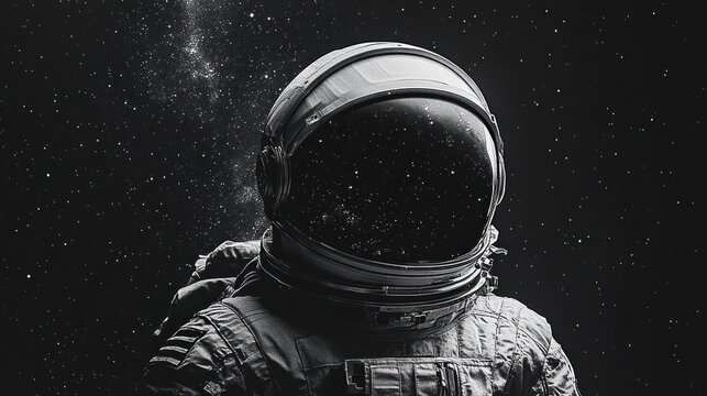 Astronaut in space suit floating against a backdrop of stars and the Milky Way galaxy, evoking a sense of exploration and solitude in outer space