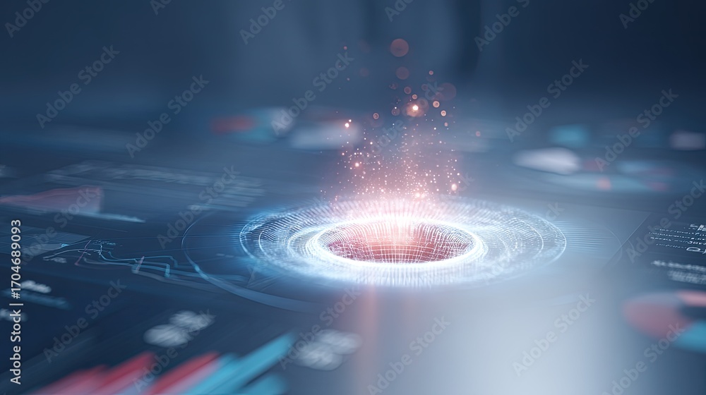 Poster abstract digital visualization of data analysis and futuristic technology concept for business insig
