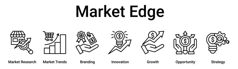 Market Edge banner web icon vector illustration concept for business with icon of Market Research, Market Trends, Branding, Innovation, Growth, Opportunity.