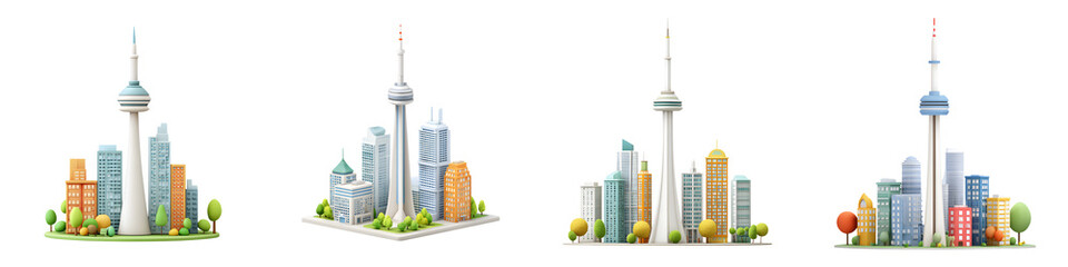 Obraz premium Toronto Skyline Illustrations: Modern Cityscape on White