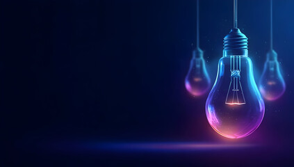 Vibrant, illuminated light bulbs hanging against a dark background, showcasing modern design and innovative lighting solutions.