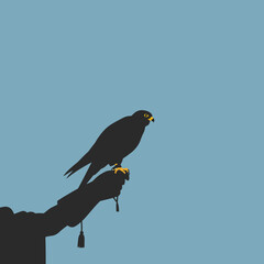 Minimalist Vector Illustration of a Bird on Branch in Modern Style with Black and Yellow Colors